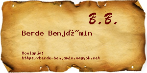 Berde Benjámin névjegykártya